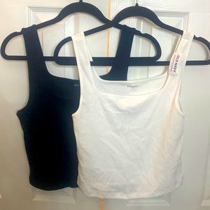 New Old Navy White Cropped ish Tank Top